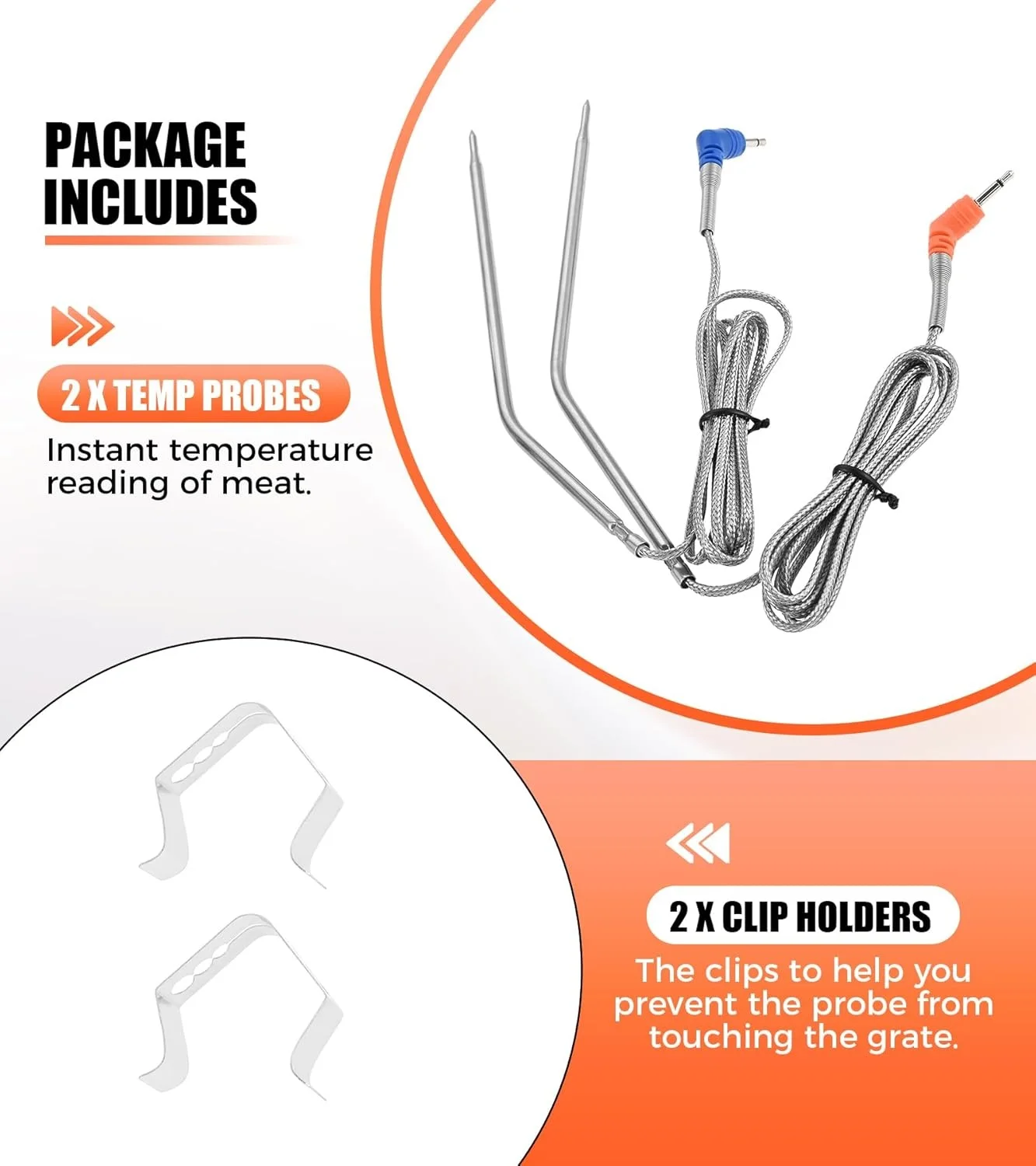 2pcs Thermometer Probes Stainless Steel Meat Temperature Probe for Thermopro TP04 TP06 TP07 TP08 TP09 TP10 TP16 & More view 5