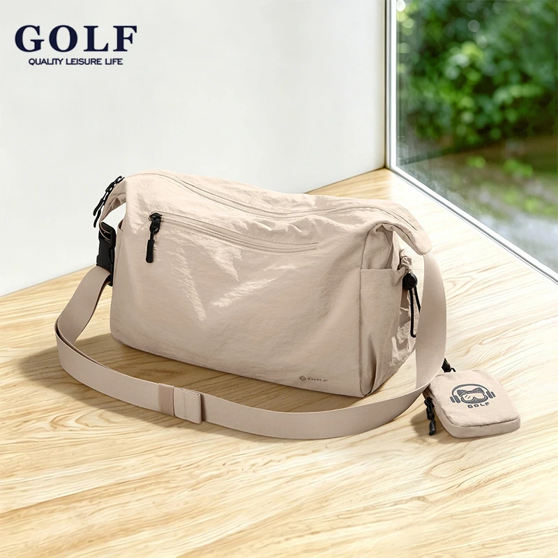 GOLF QUALITY Unisex Lightweight Messenger Bag Waterproof Nylon Single Shoulder Outdoor Sports Bag for Street Use