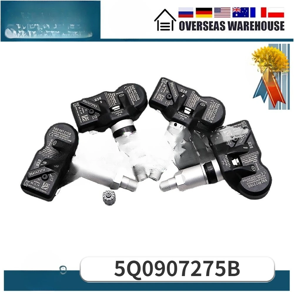 4PCS เซ็นเซอร์ความดันยางระบบตรวจสอบ TPMS 5Q0907275B สำหรับออดี้ อาร์เอส 3 เบนท์ลีย์ เบนเทย์กา ปอร์เช่ โฟล์คสวาเก้น บีทเทิล กอล์ฟ อีออส
