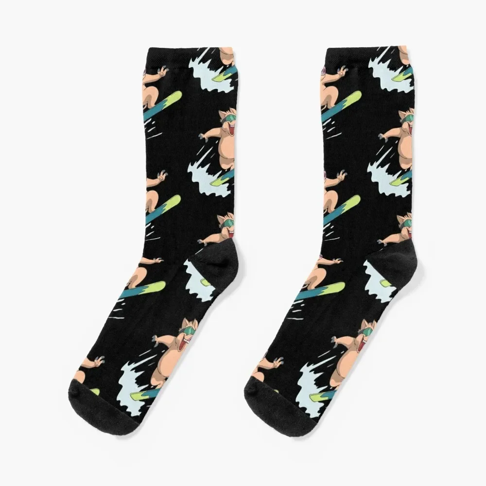 

Pig on snowboard when jumping Socks floral christmas gift Luxury Woman Socks Men's