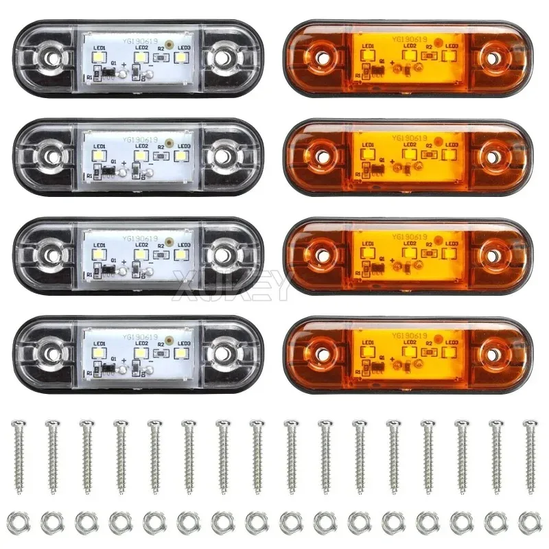 

Универсальный для прицепа, грузовика, лодки, автобуса, каравана, боковой габаритный габаритный сигнал, автомобильные фонари, 10 шт., 12-24 В, 3 светодиода