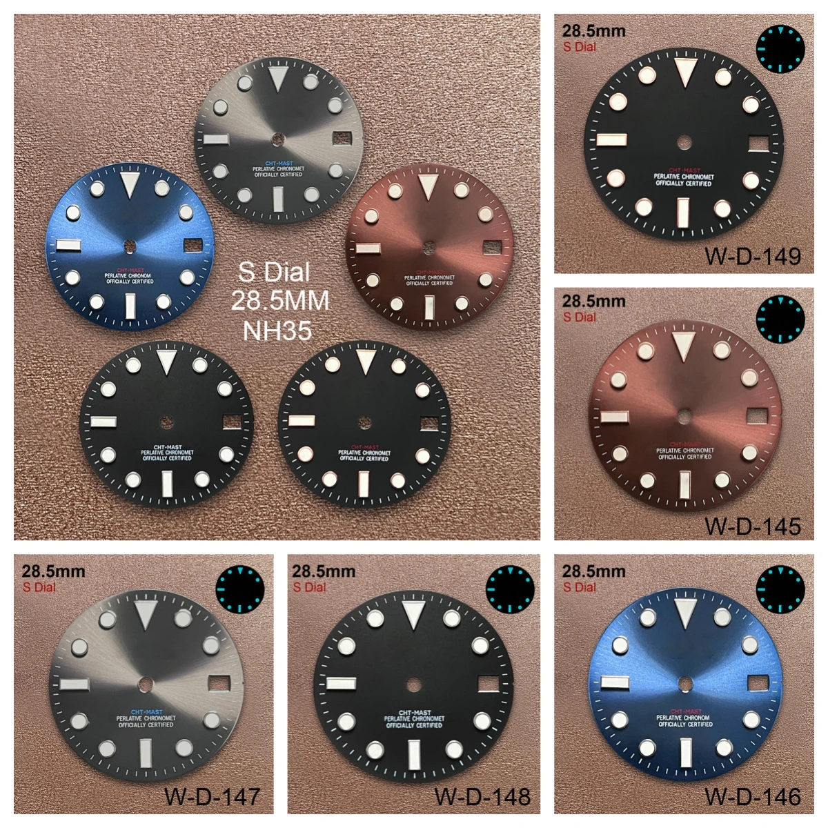 

28.5mm S Logo SUB Sunray Dial Suitable For NH35/NH36/4R Janpan Movement Ice Blue Luminous Quality Watch Modification Accessories