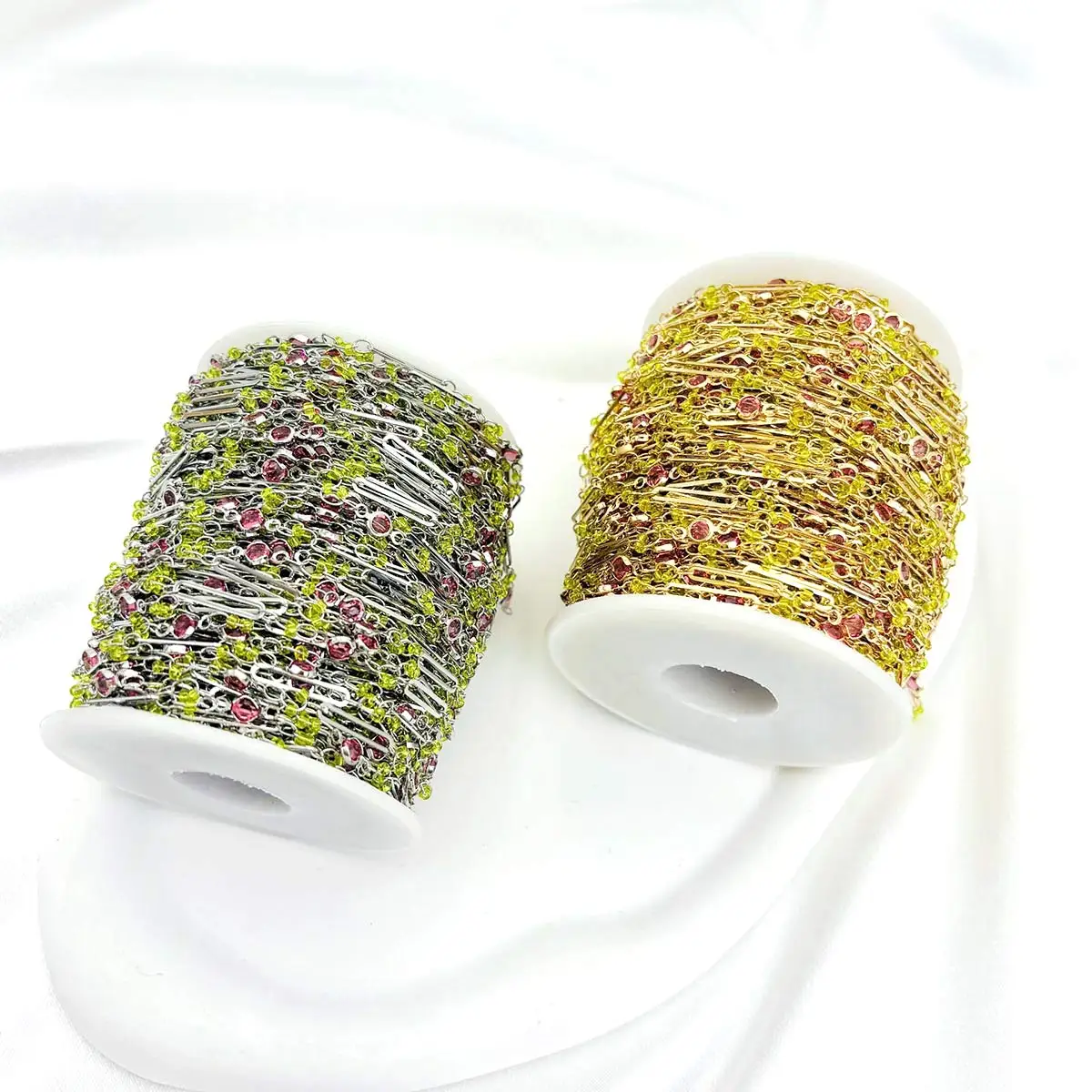 5M DIY Copper Link Chain Pink Crytal Green Beads Handmade Bracelet Hairpin Necklace DIY Crafts Accessories Supplies