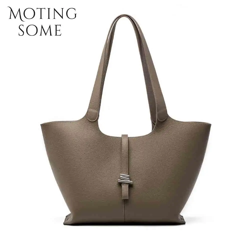 

Motingsome Luxury Full Grain Cowhide Woman Tote 2024 New Designer Bags Stylish Lady Daily Bag Shoulder Handbag Fashion Tote