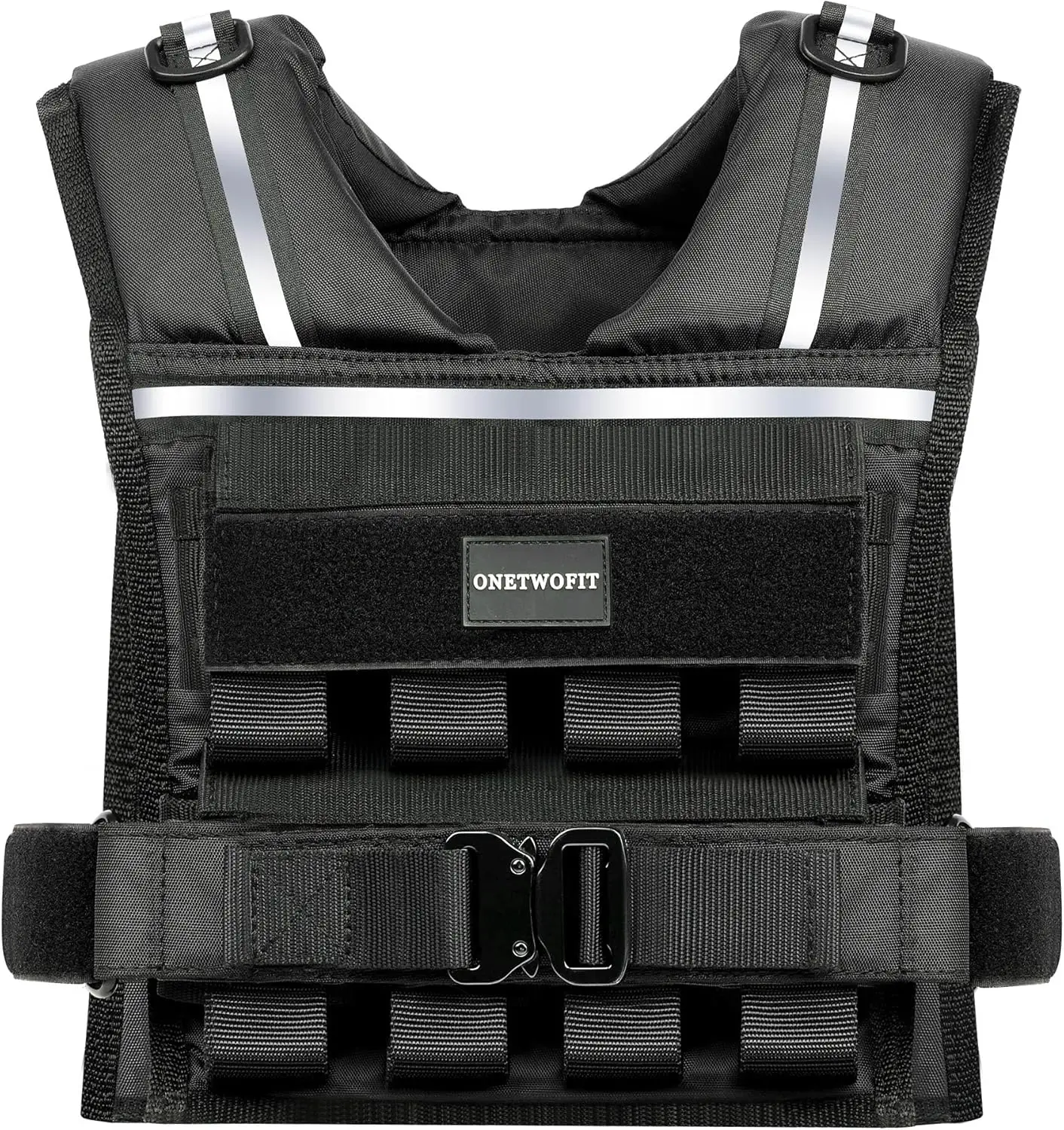 

35/45lb Weighted Vest Men, Adjustable Rucking Vest with Reflective Stripe, Thick Shoulder Pads for Running Gym
