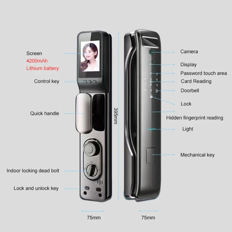 Camera High Security Anti-theft Tuay Wifi Wireless Biometric Fingerprint Smart Password Door Lock For Home