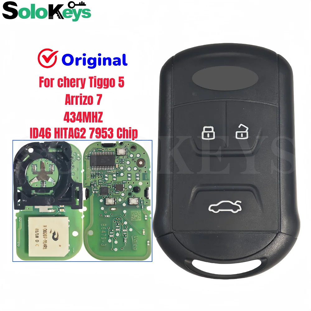 SOLOKEYS Smart Car Remote Control Key For Chery Tiggo 5 Arrizo 5 6 7 Tiggo 7 434MHz ID46 PCF7945A PCF7953A Chip 3 Buttons