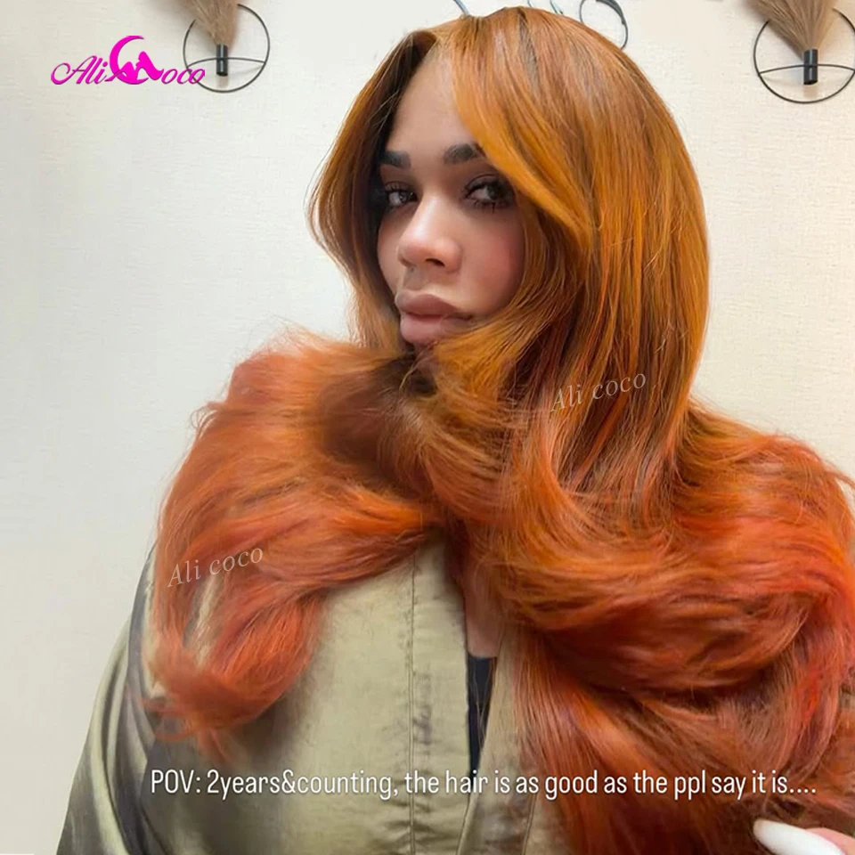 

Парик из натуральных волос 5x5 Lace Closure, 180% плотность, оранжево-коричневый, с эффектом Body Wave, 13x4 13x6 Lace Front, предварительно выщипанный, для женщин
