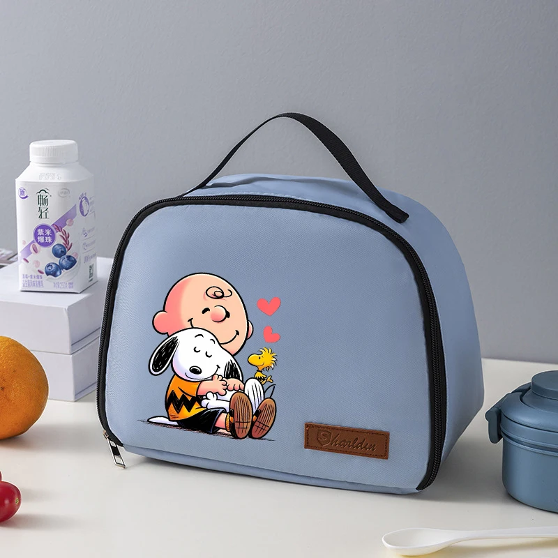 Snoopy Lunch Bag Anime Cartoon Printed Handbag Portable Large Capacity Warm Lunch Box Outdoor Picnic Food Storage Bags Gifts New