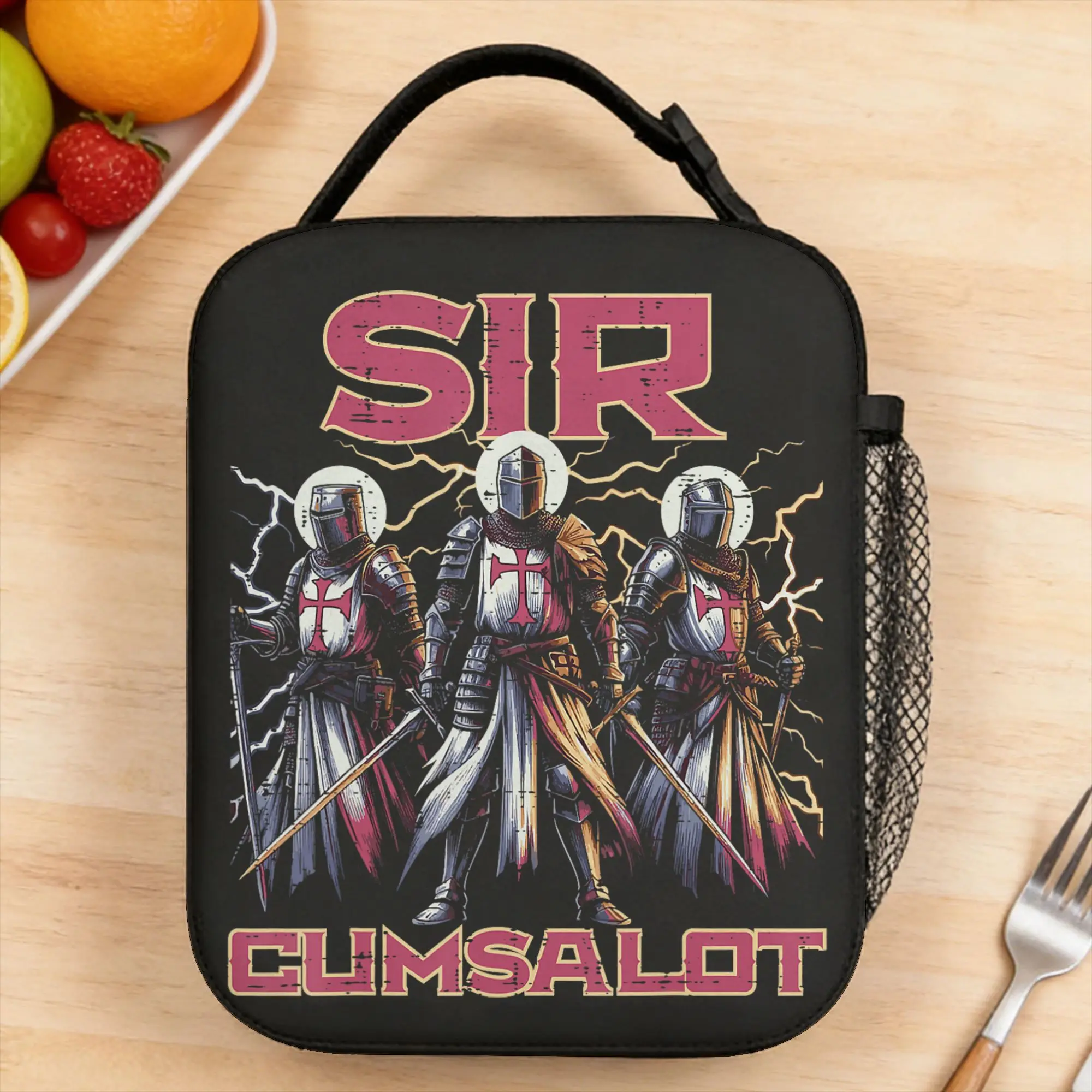 Sir Cumsalot Knight Funny Saying Humor Joke Lunch Bag  Fashion Lunch Box For Girls  Picnic Cooler Bag Thermal Tote Handbags