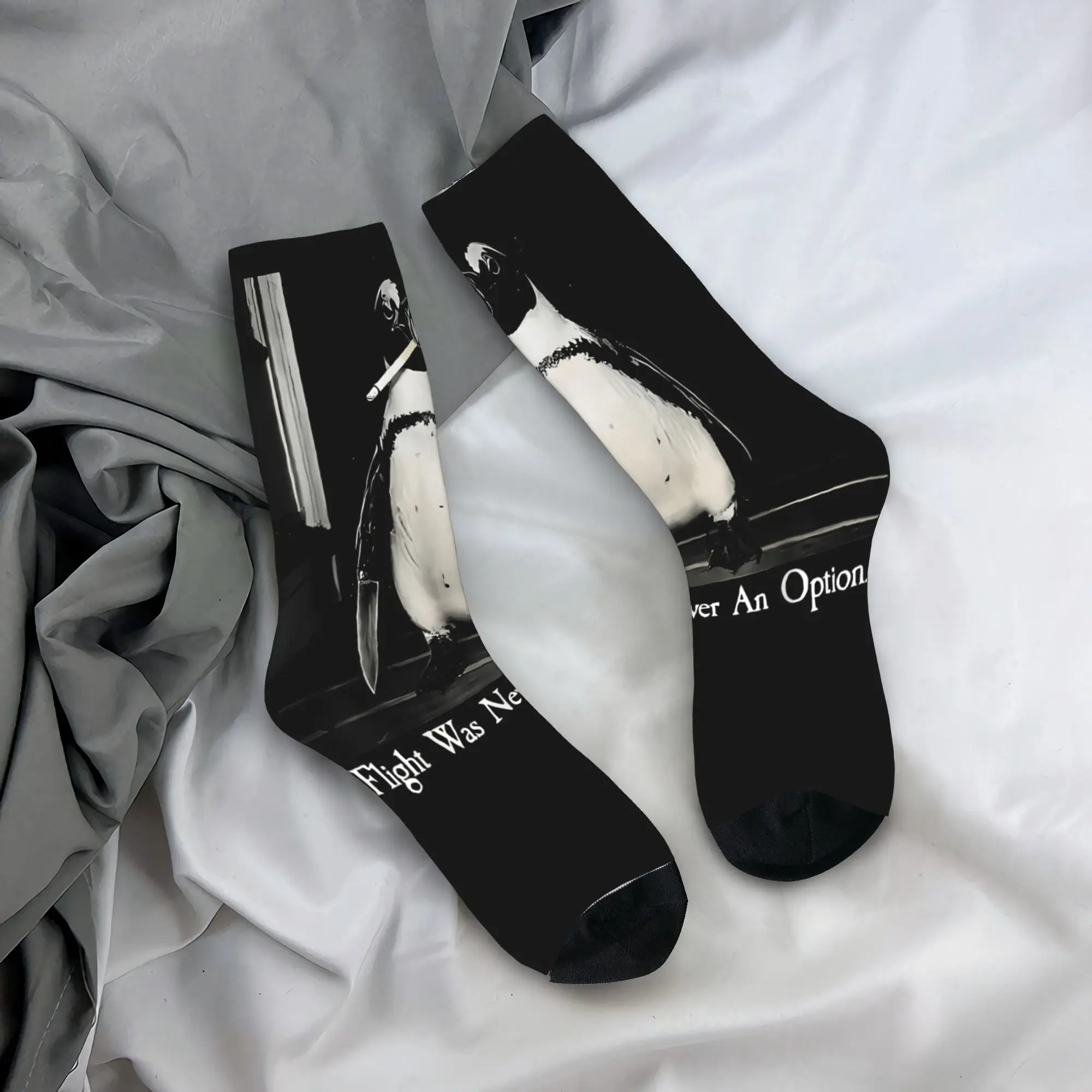 Men Socks Flight was Never an Option Penguin Smoking Funny Bird Meme  Stockings Autumn Leisure Medium Soft Socks