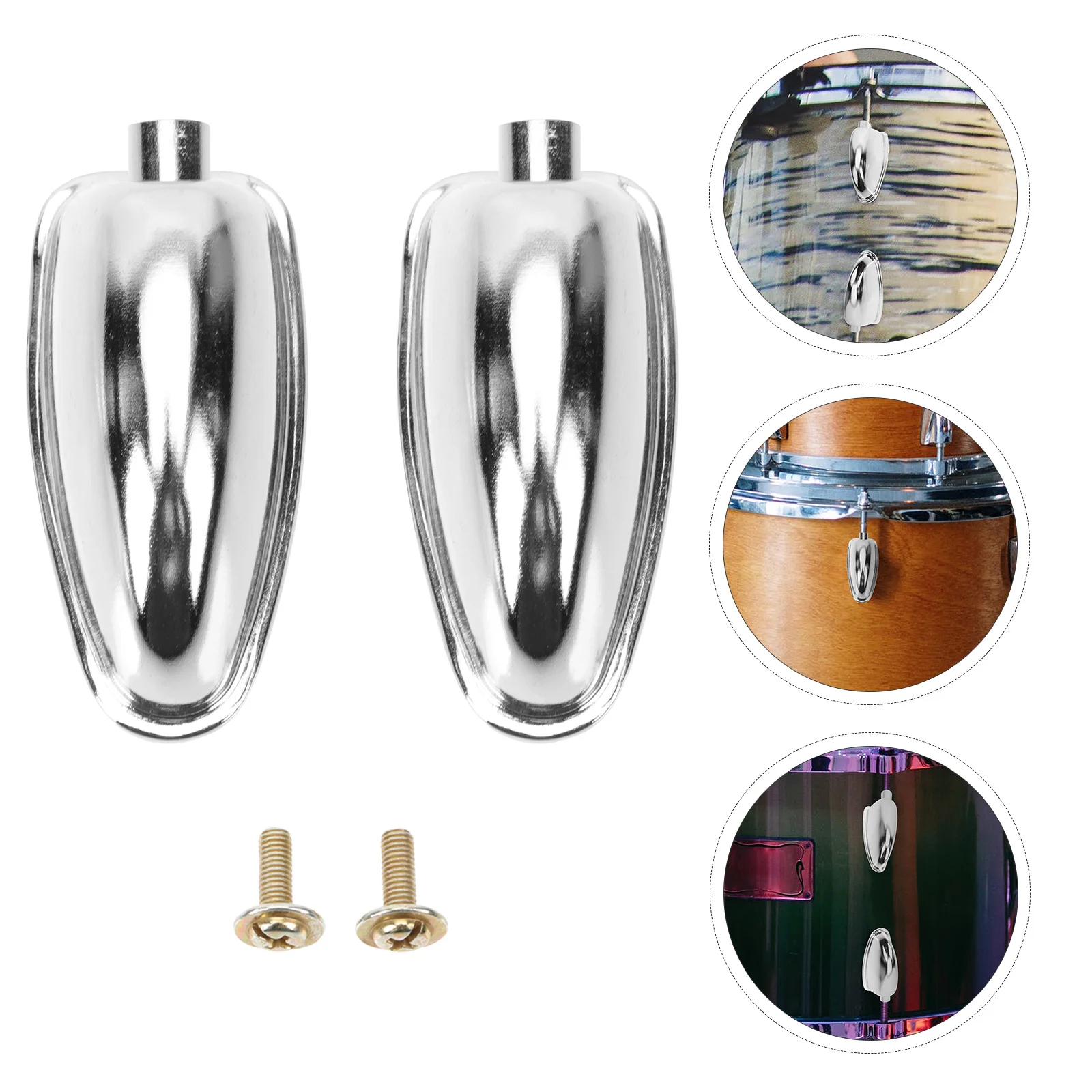 

2 Sets Snare Drum Ear Accessories Hooks for Instrument Keys Lugs Drums Silver Locks
