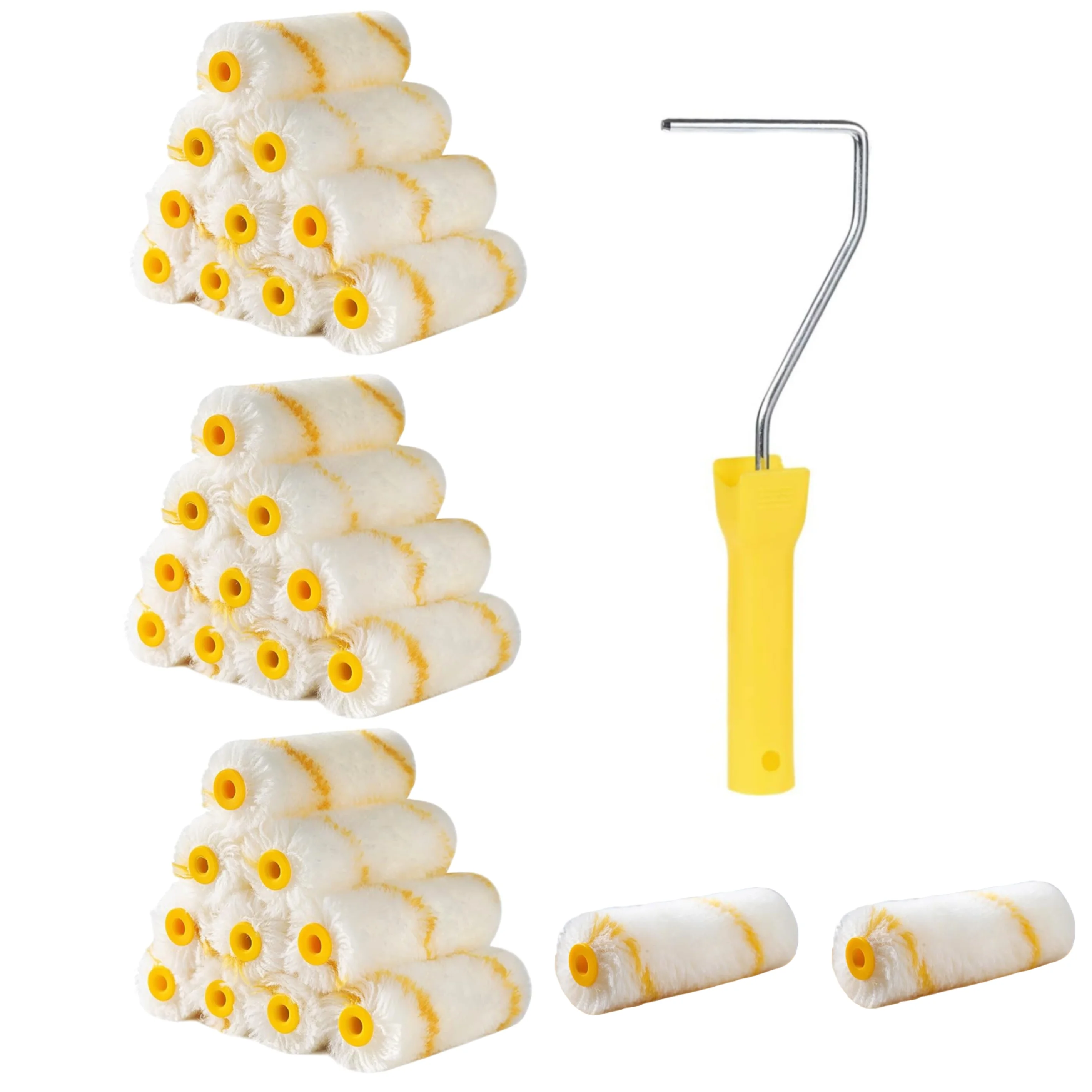 33-teiliges Set aus Mikrofaser-Farbroller-Abdeckungen und Rahmen, leichtes Haushalts-Malset mit 4-Zoll-Malerrollen und wiederverwendbar