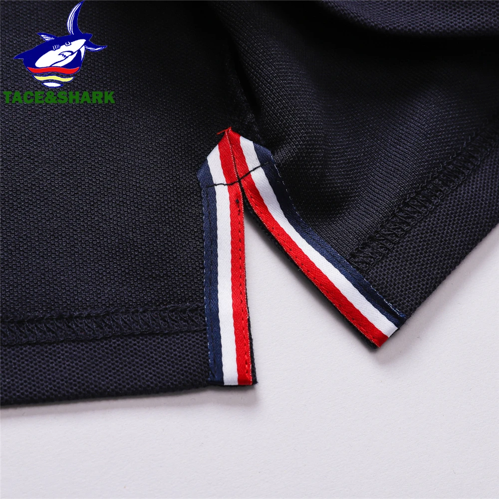 TACE&SHARK Solid Color Fashion Polo Shirt 2024 Summer Brand Shark Camisa Masculina Mens Polo Homme