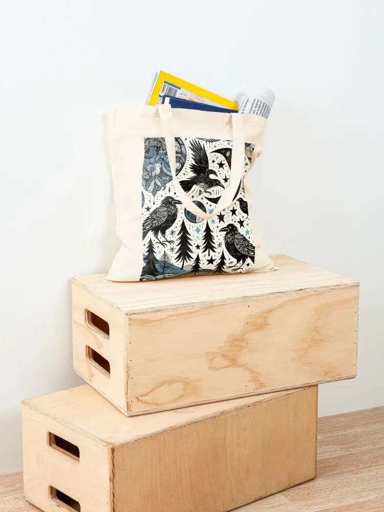 حقيبة قماش بنمط مون رافين حقيبة نسائية حقيبة حمل حقائب نسائية #4