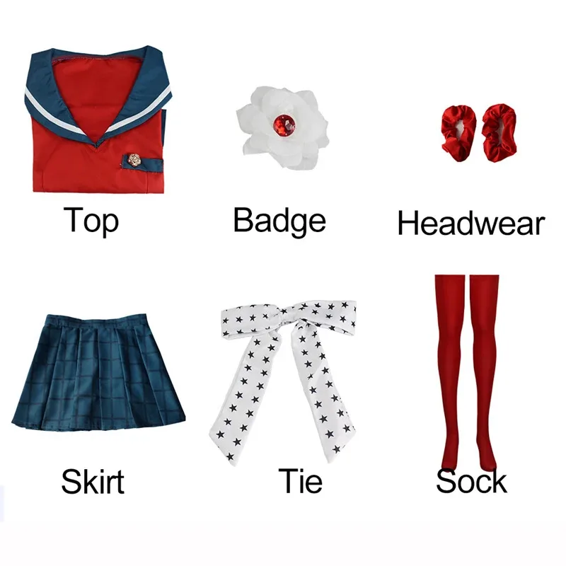 

az15Anime Danganronpa Cosplay Harukawa Maki Costume Women Girls JK School Uniform Halloween Carnival Party Sailor Suits