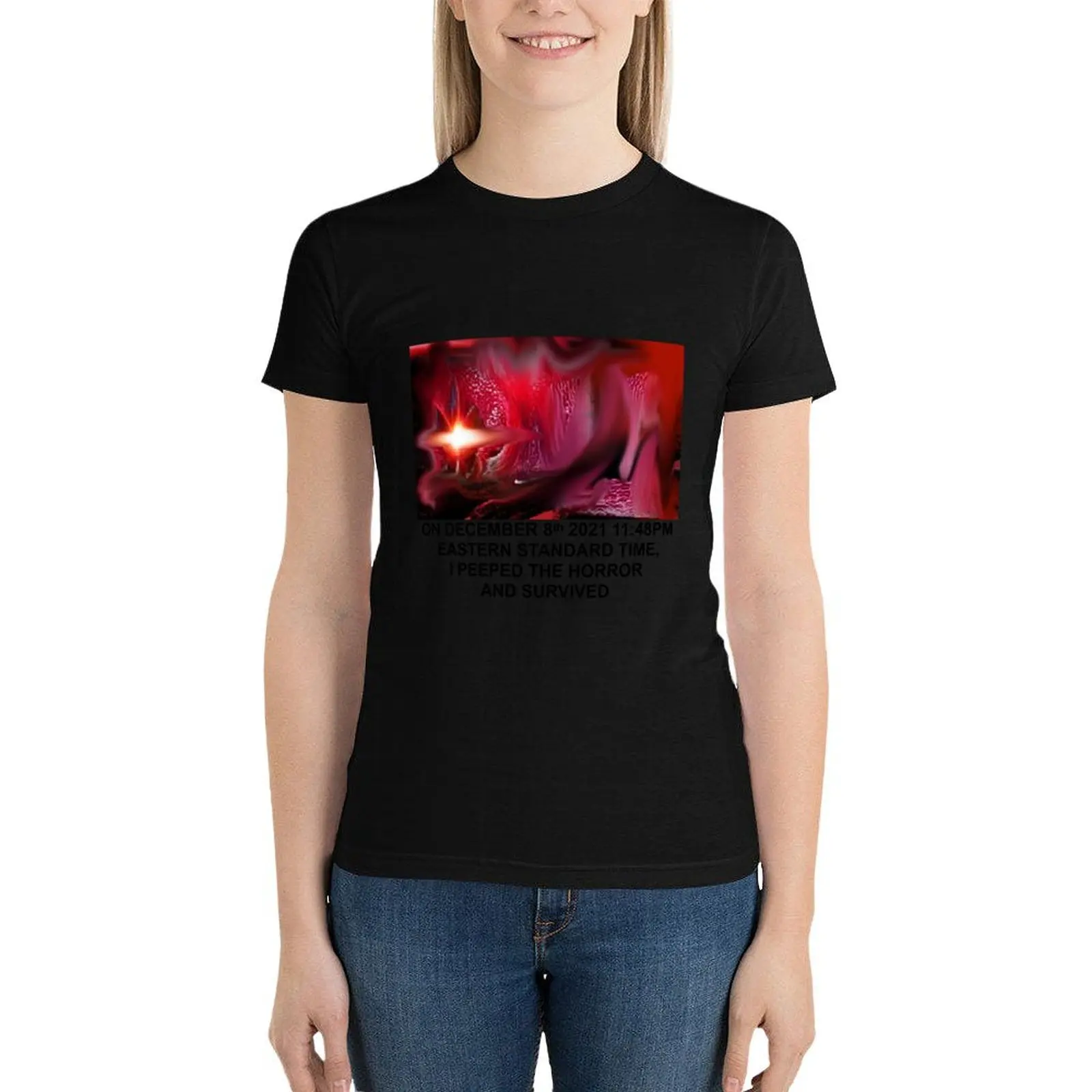 jerma985 I PEEPED THE HORROR AND SURVIVED T-Shirt plus size tops anime clothes tops Female clothing Summer Women's clothing