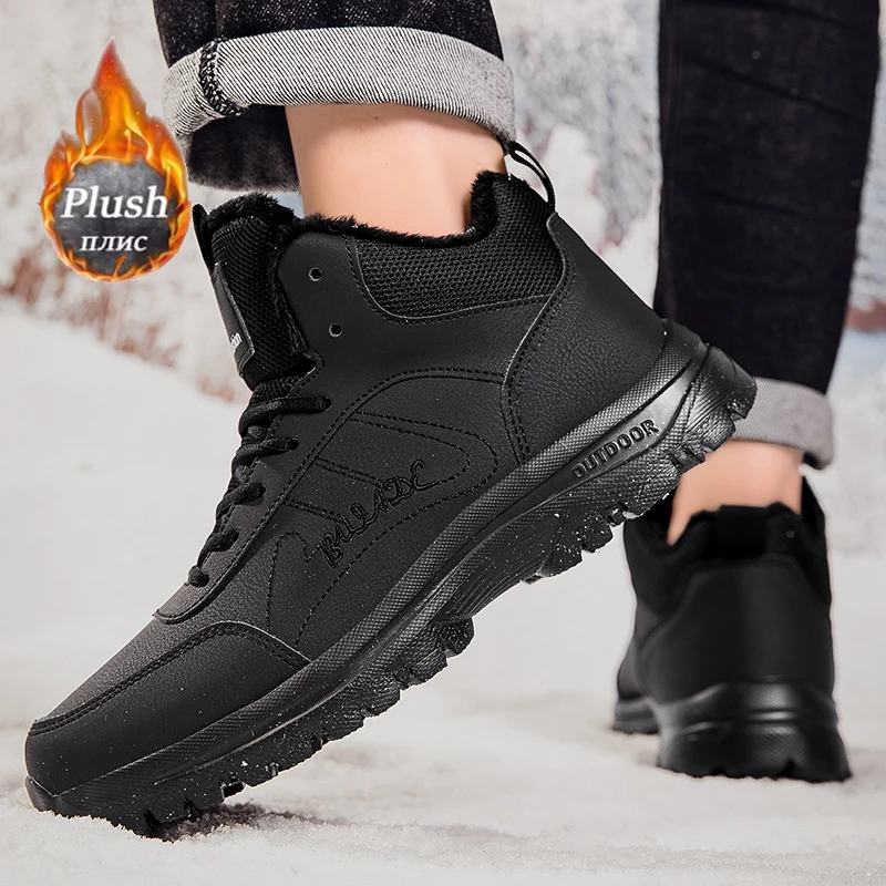 ELUVA Waterproof Snow Boots Men Thermal Winter Boots Non-Slip Insulated Plush Lined Lightweight Hiking Shoes Comfort Work Boots