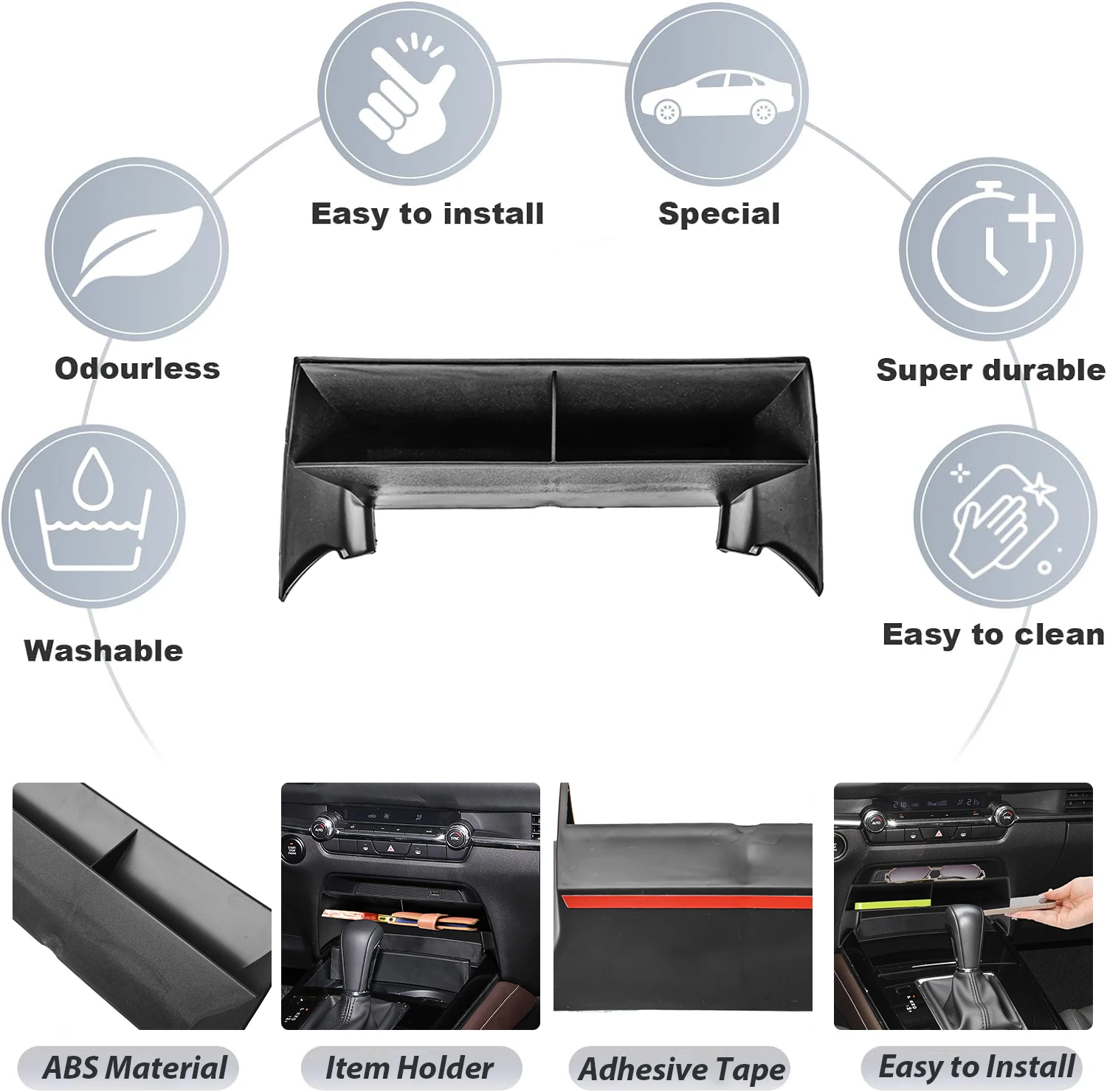 Center Console Organizer Tray for 2020-2024 Mazda CX-30 Center Armrest Glove Storage Box Car Storage Interior ABS Accessories