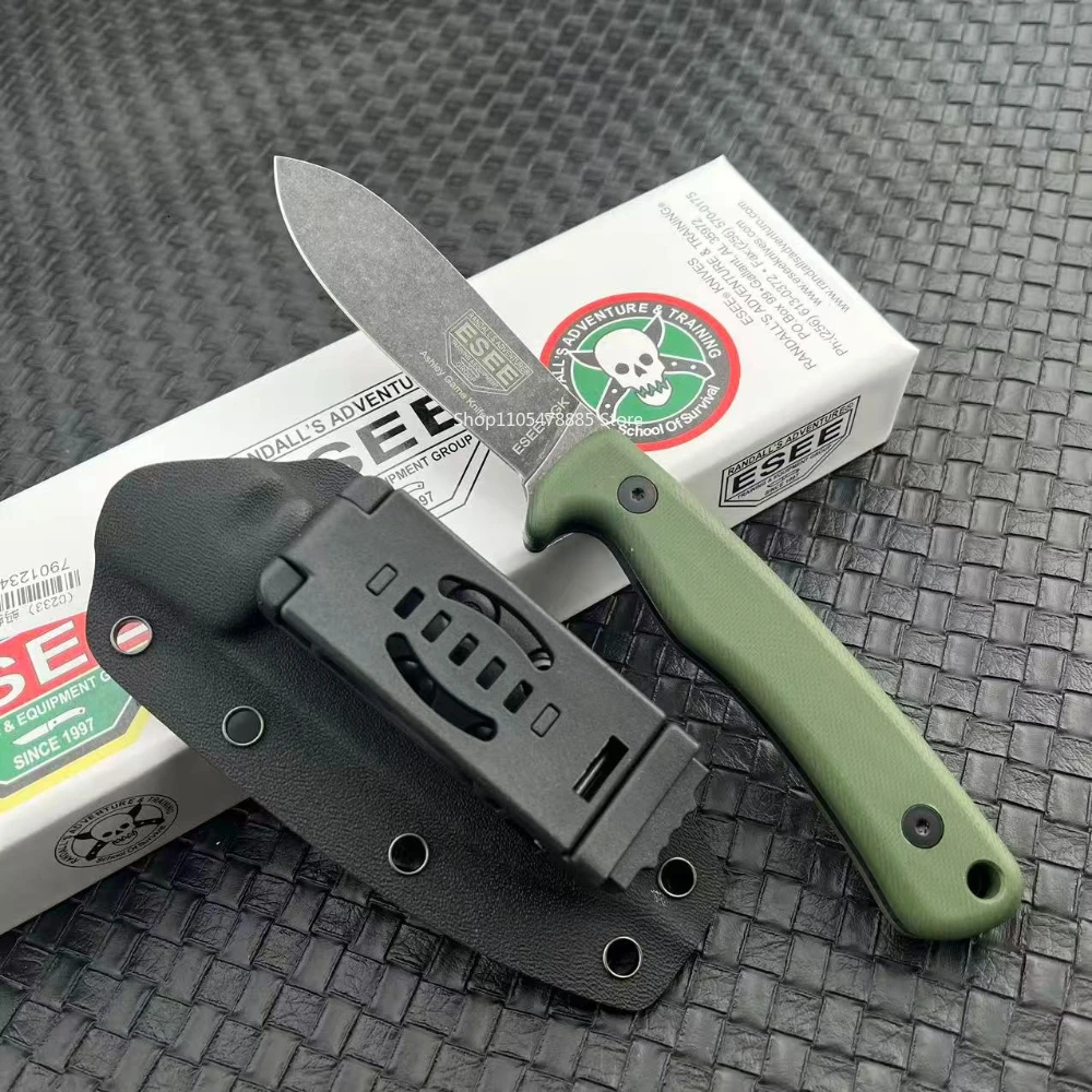 esee-agk-アシュリー-ゲームナイフ-1095高炭素鋼-ストーンウォッシュ加工-アドベンチャー-アウトドア-ジャングル探検用-フィクスドブレードナイフ-kシース付き