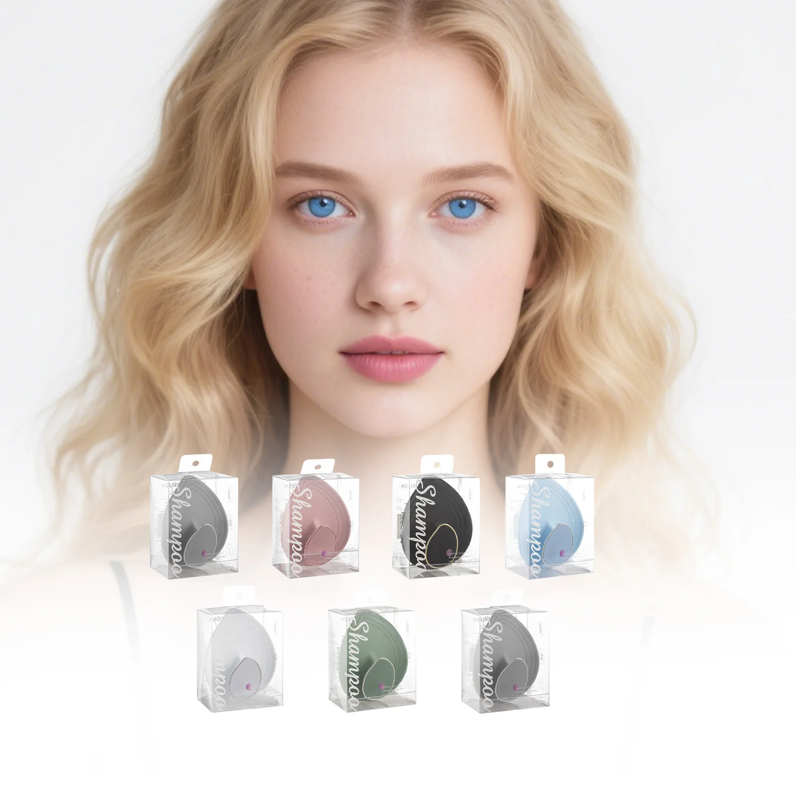 Leaf Shape Scalp Shampoo Brush, Soft Silicone Hair Washing Massage Comb, Portable Hair Scrubber With Transparent Box