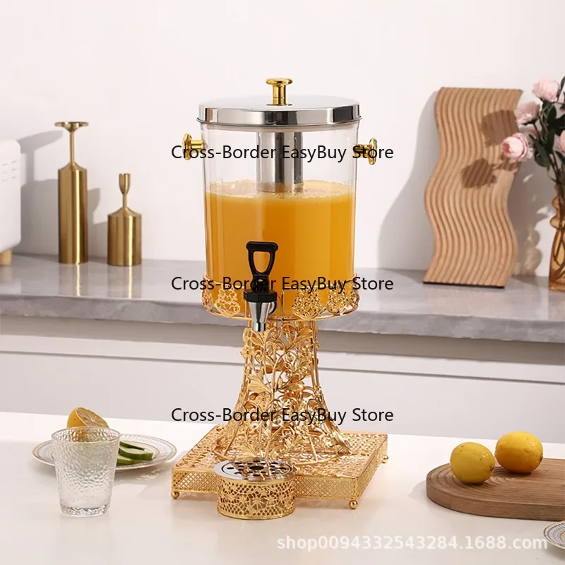 Golden Plated Juice Ice Bucket with Dragon Fruit Juicer PC Barrel Set for Hotel Buffet