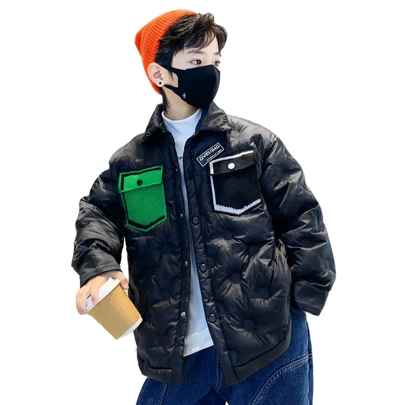 

Fashion Kid Clothes for Boys Cotton Coat Autumn Winter New Streetwear Patchwork Pocket Design Top Casual Jacket Teens 4-14 Y