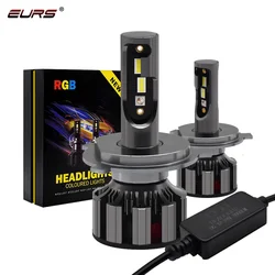 2PCS H4 H7 Led Fog Lamp H11 H8 App Bluetooth Control RGB Changeable Car Led Headlight H1 H11 H3 9005 9006 H8 H9 Auto Light 6000k