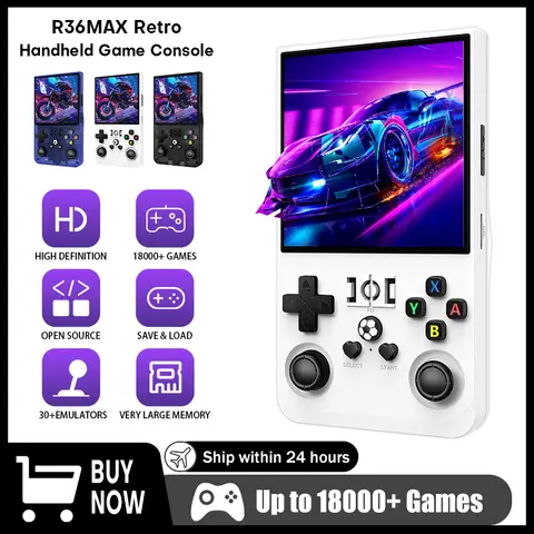 R36MAX 휴대용 포켓 비디오 플레이어 4000mAh 18000+ 게임 레트로 휴대용 게임 콘솔 4.0인치 IPS 스크린 리눅스 시스템 비디오 게임