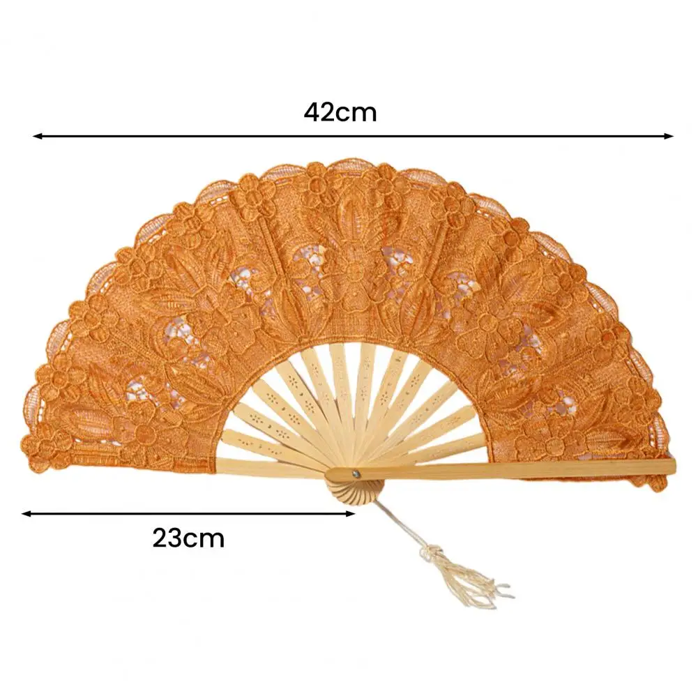 Lace Hand Fan Elegant Lace Folding Fan with Tassel for Women Vintage European Dance Performance Prop Portable Hand Held Summer