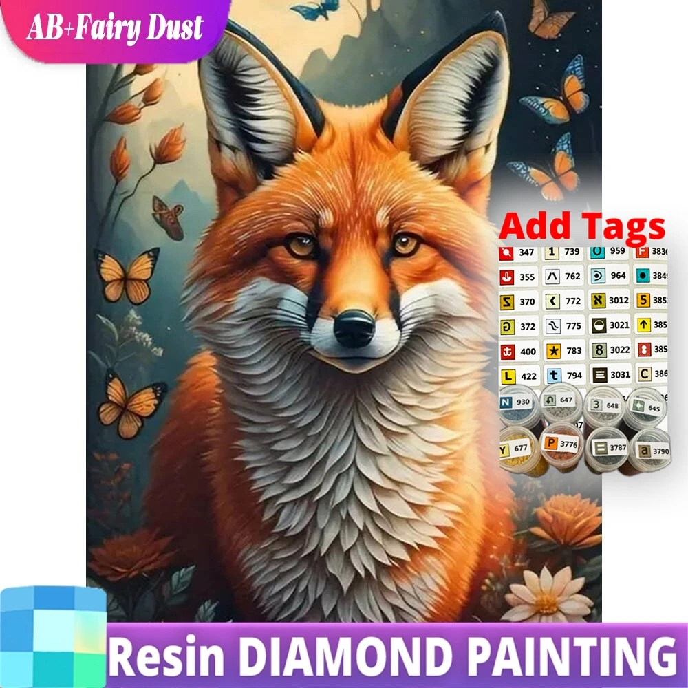 

Смола AB Фея Пыль DIY Алмазная картина Лиса Животное Картина Стразы Полный квадратный круглый Алмазная мозаика Цветочная вышивка Ch