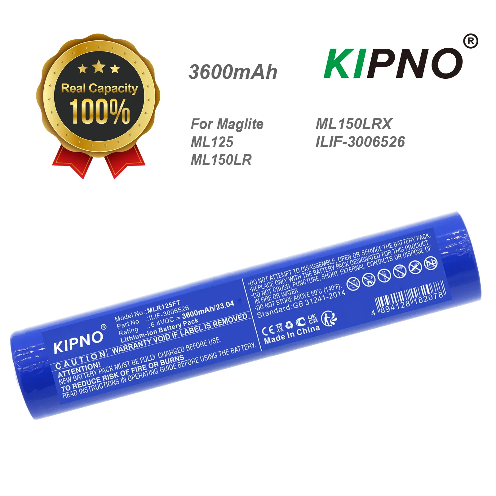 

KIPNO Flashlight 3600mAh Battery For Maglite ML125 ML150LR ML150LRX ILIF-3006526