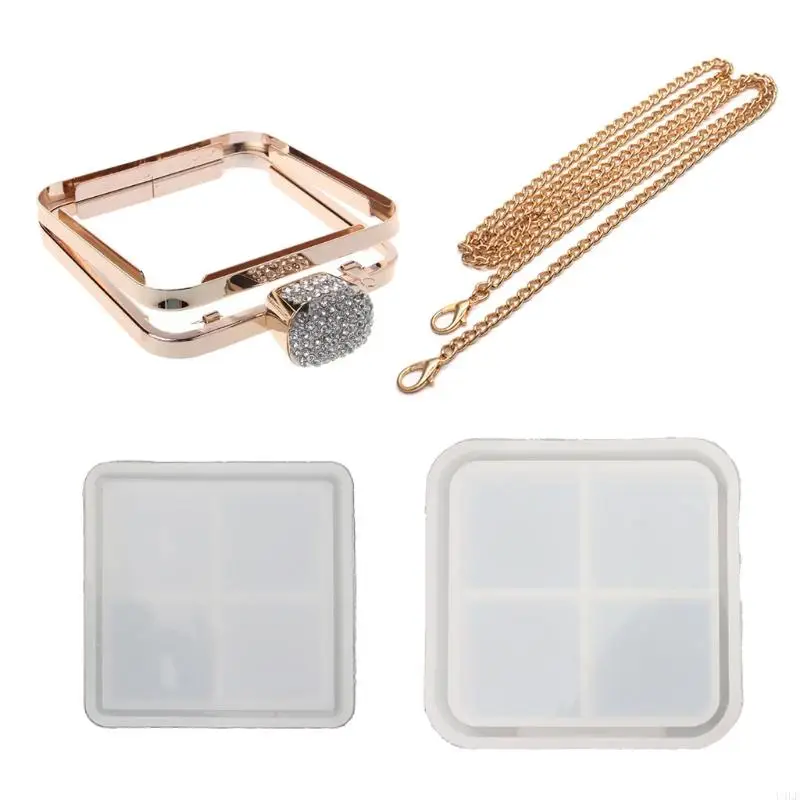 U4LF Stereo Square Bag Shape Silicone Mold Square Bags Shape Casting Mold 3D Hand Bags Epoxy Resin Casting Mold Clay Molds
