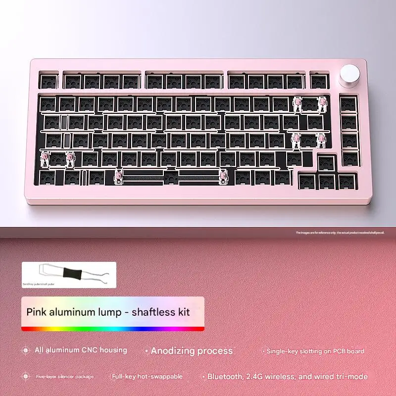 HJSDZHI New 75% Aluminum Alloy Mechanical Keyboard Kit Hot-Swappable BT5.0/2.4G/USB Type-C Tri-Mode Wireless RGB