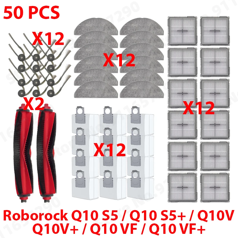 Voor Roborock Q10 S5 / Q10 S5+ / Q10V / Q10V+ / Q10 VF / Q10 VF+ Onderdelen Hoofdborstel Hepa Filter Stofzak Stofzuiger Accessoires - afbeelding 1