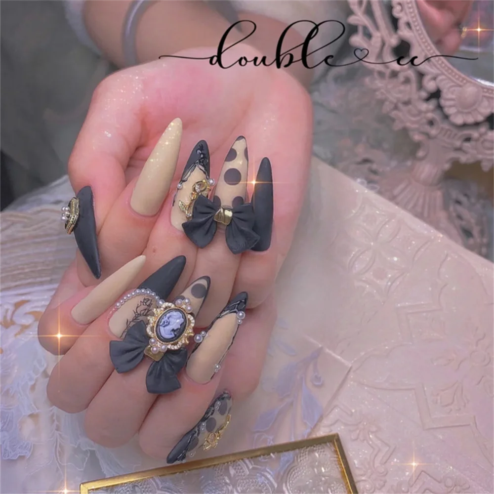 10Pcs Bow Knot Ornaments Nail Art Charms Alloy Metal Nails Accessories DIY Frosted ins Nail Decorations Manicure Charms 16*24mm