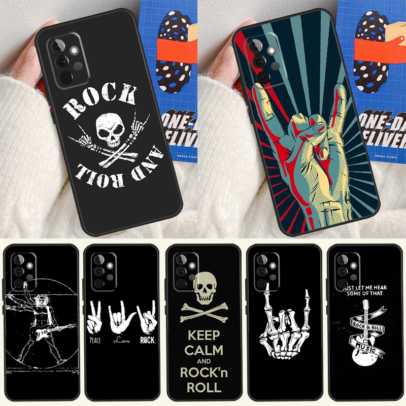 Rock Roll Skull Case For Samsung Galaxy A13 A35 A15 A55 A53 A33 A36 A56 A26 A16 A22 A32 A52 A54 A34 A05 A06