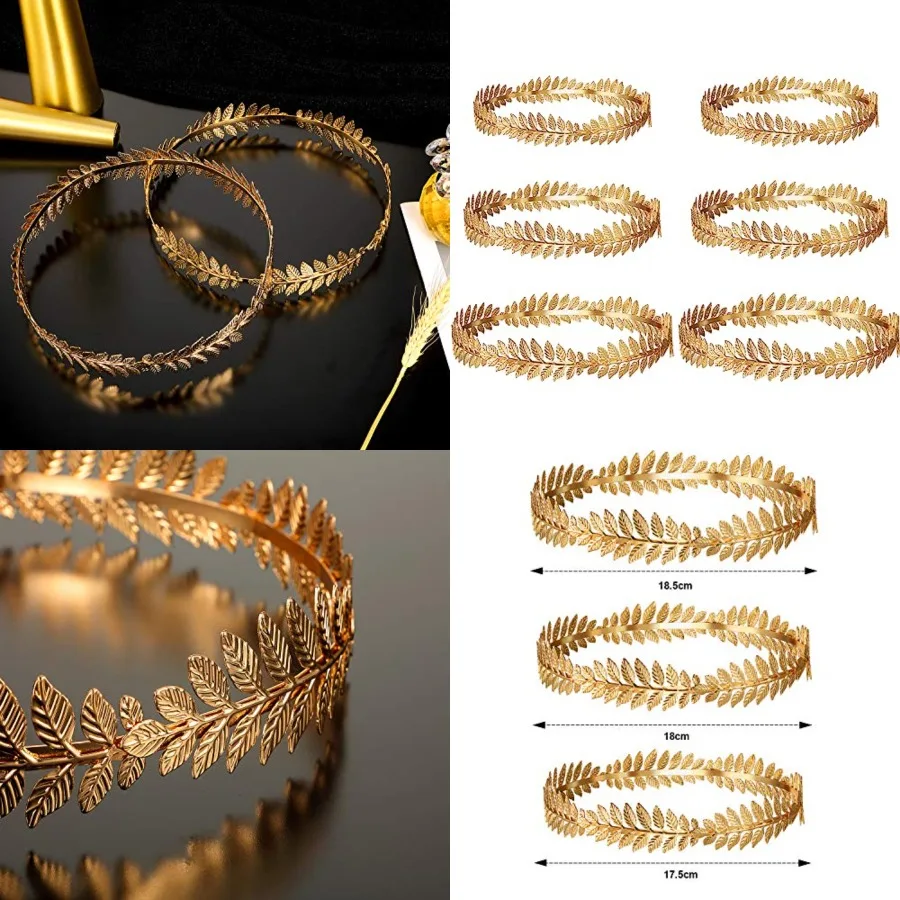 

Римский лавровый венок-корона, золотистые металлические листья, аксессуары в стиле греческой богини, головной убор для костюма Тога, повязка на голову императора, головной убор для женщин и мужчин