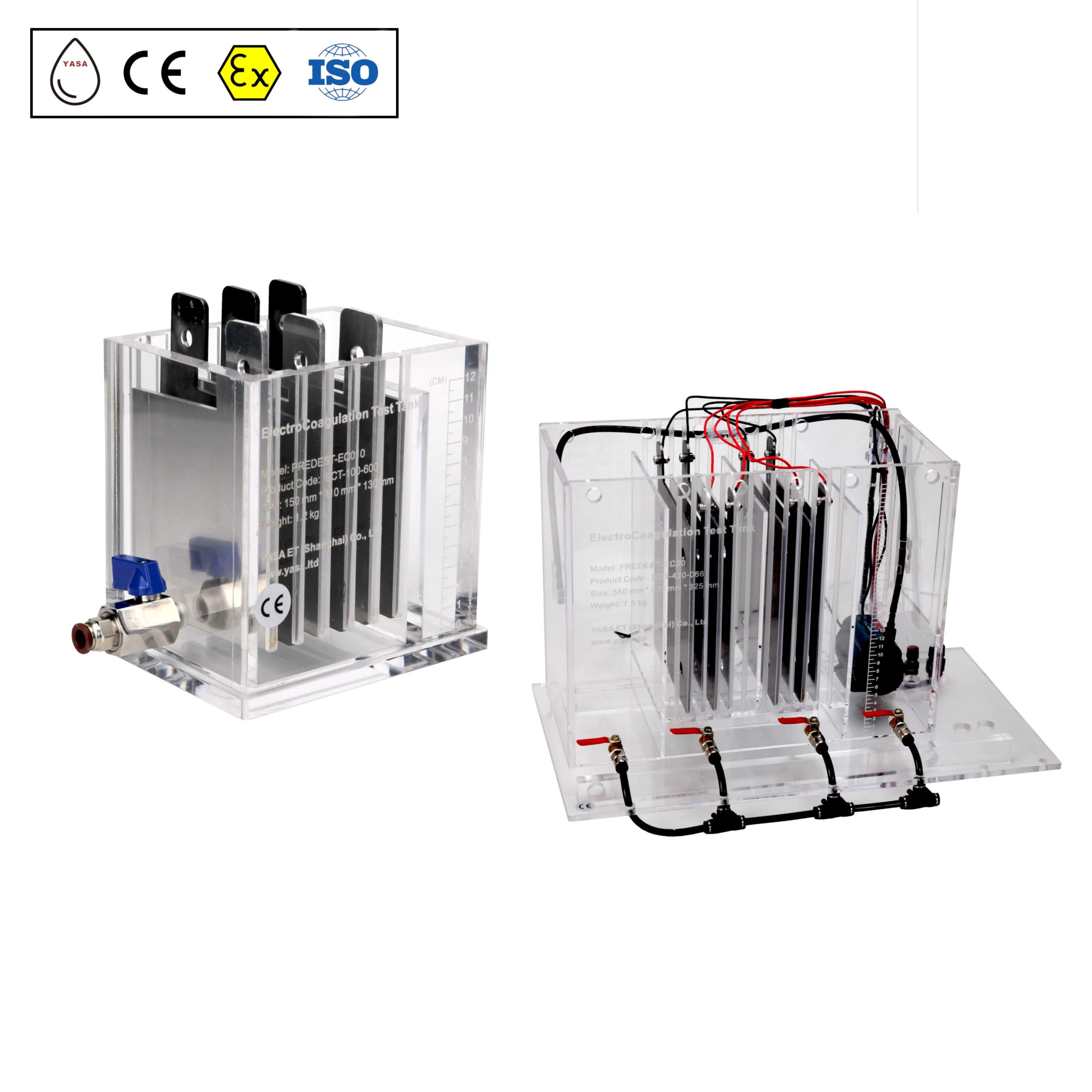 Células de eletrólise de eletrooxidação, eletrocoagulação ce, equipamento de teste de laboratório, teste piloto, máquina de tratamento de água, teste yasa et