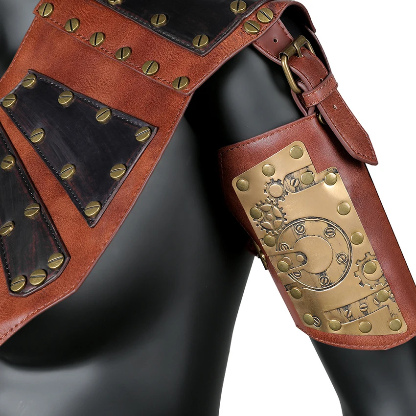 Steampunk Viking Pirate Knight Shoulder Armor Medieval Warrior Pauldrons Leather Halloween Costumes Cosplay Anime Accessory Prop