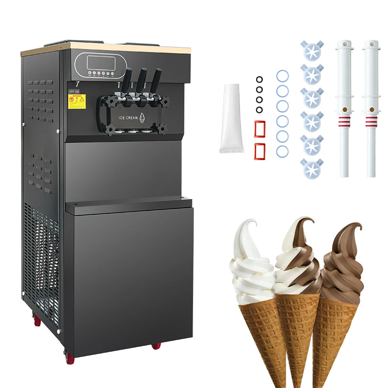 Three Flavor 25-28L/h Stainless Steel Popular Soft Ice Cream Machine Soft Serve Ice Cream Making Machine for Snack bar