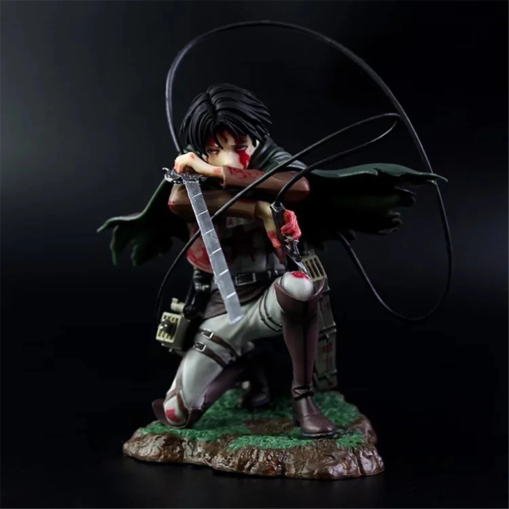 Figura de anime Attack on Titan Levi Ackerman Batalha Danificada Ver. Coleção de bonecos de ação em PVC modelo brinquedos boneca coleção presentes