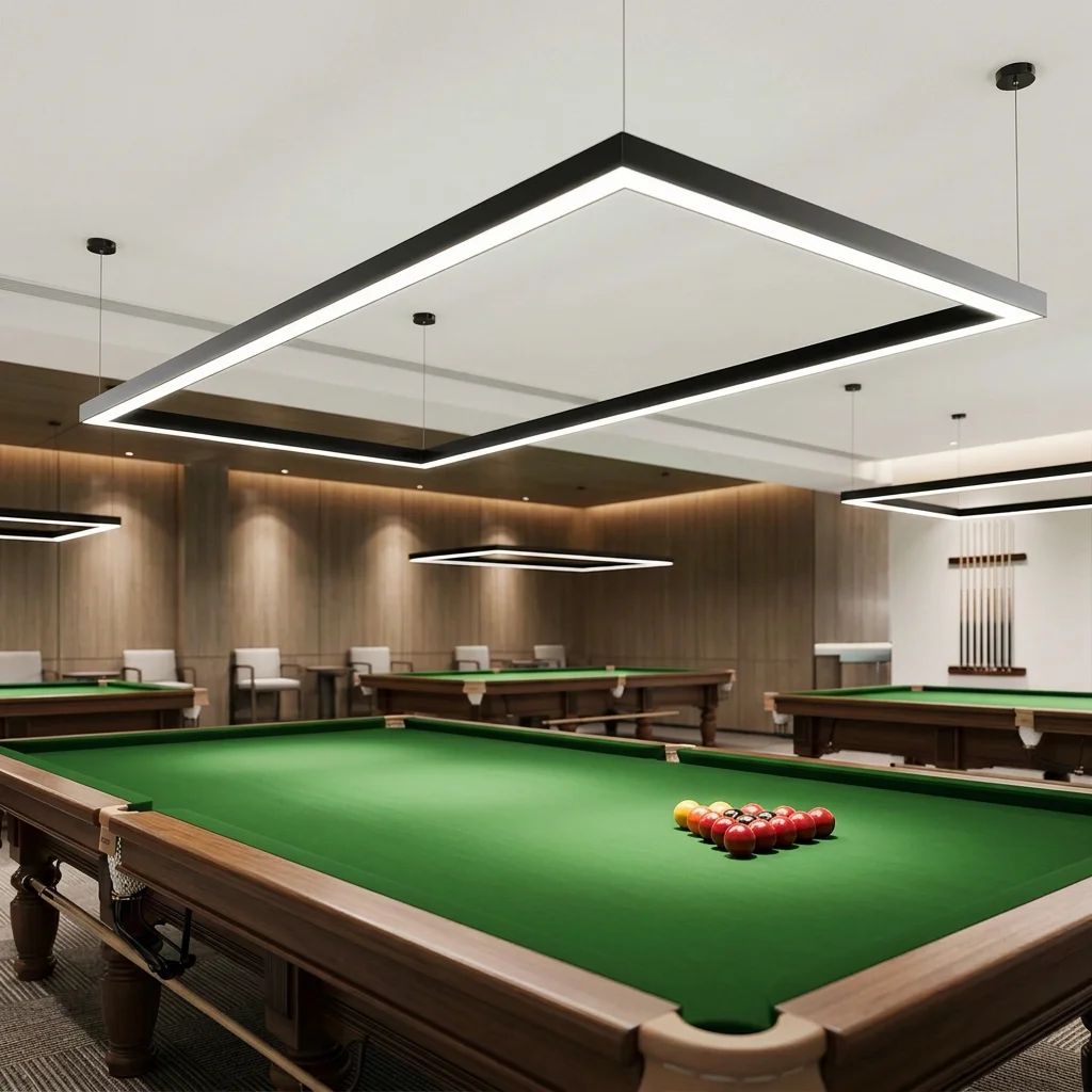 Rectangle Frame LED Pendant Light Dimmable Aluminum Linear Suspended Lamp for Supermarket Billiard Pool Table Office 5-Year