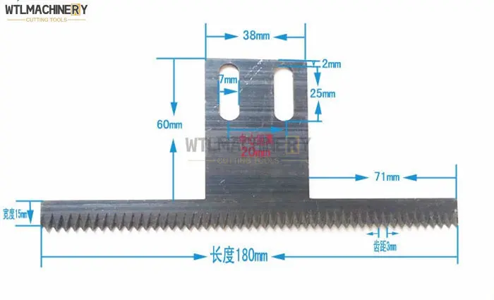 2 pezzi sigillatrice orizzontale lama da taglio per denti lunghezza a forma di T: passo 180mm del foro: 20mm per confezionatrice verticale