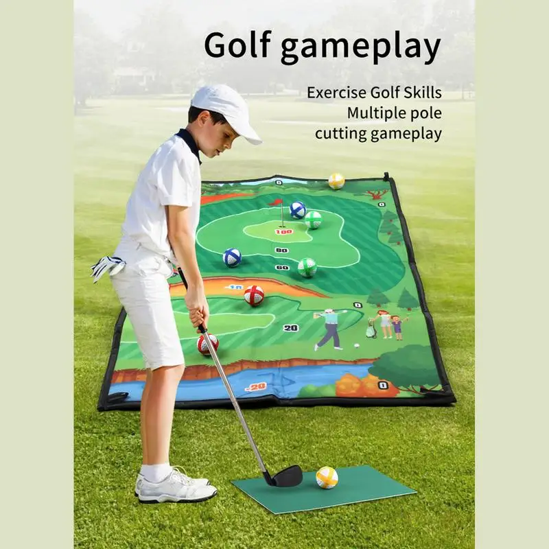 Chip And Stick Golf Game Double-Sided Large Practice Mat Golf Training Large Dart Board Mat Stick Chip Game Golf Training Mat