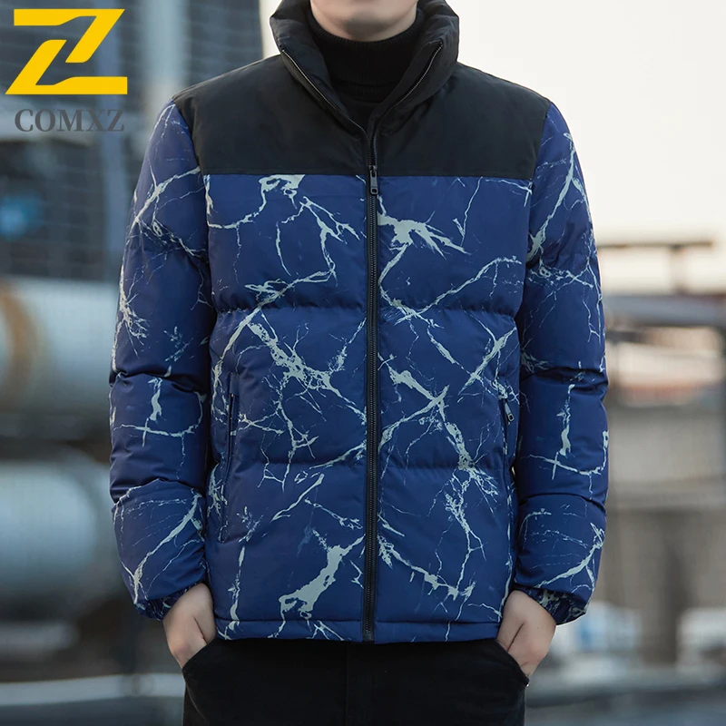 

COMXZ Мужская стеганая куртка, утепленная уличная лыжная ветрозащитная теплая парка премиум-класса с воротником-стойкой, легкие зимние куртки в повседневном стиле