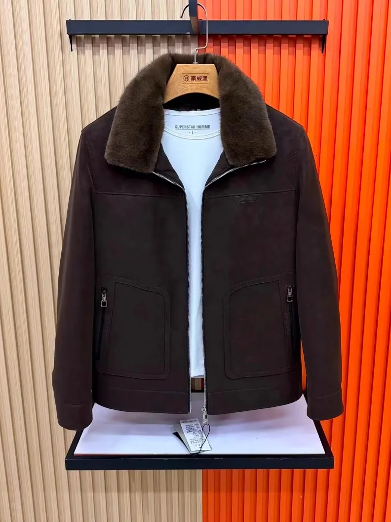 

High Quali Men's Fce Lined Jaet Autumn Winter New Arrival Faion Urban Sle Busin Casual Coat Stand Fit Long S...