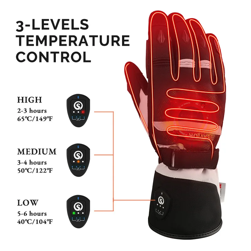Heated Winter Motorcycle Gloves Touchscreen Rechargeable Electric Heated Riding Motorcycle Gloves for Men - view 5