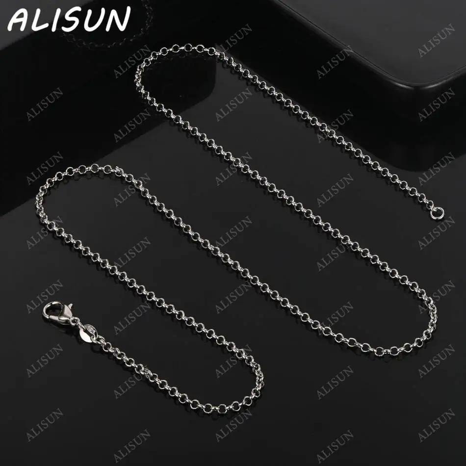 

ALISUN 925 Sterling Silver Thin Chain Necklace For Women Men Charm Trend Birthday Gifts Fashion Party Fine Jewelry
