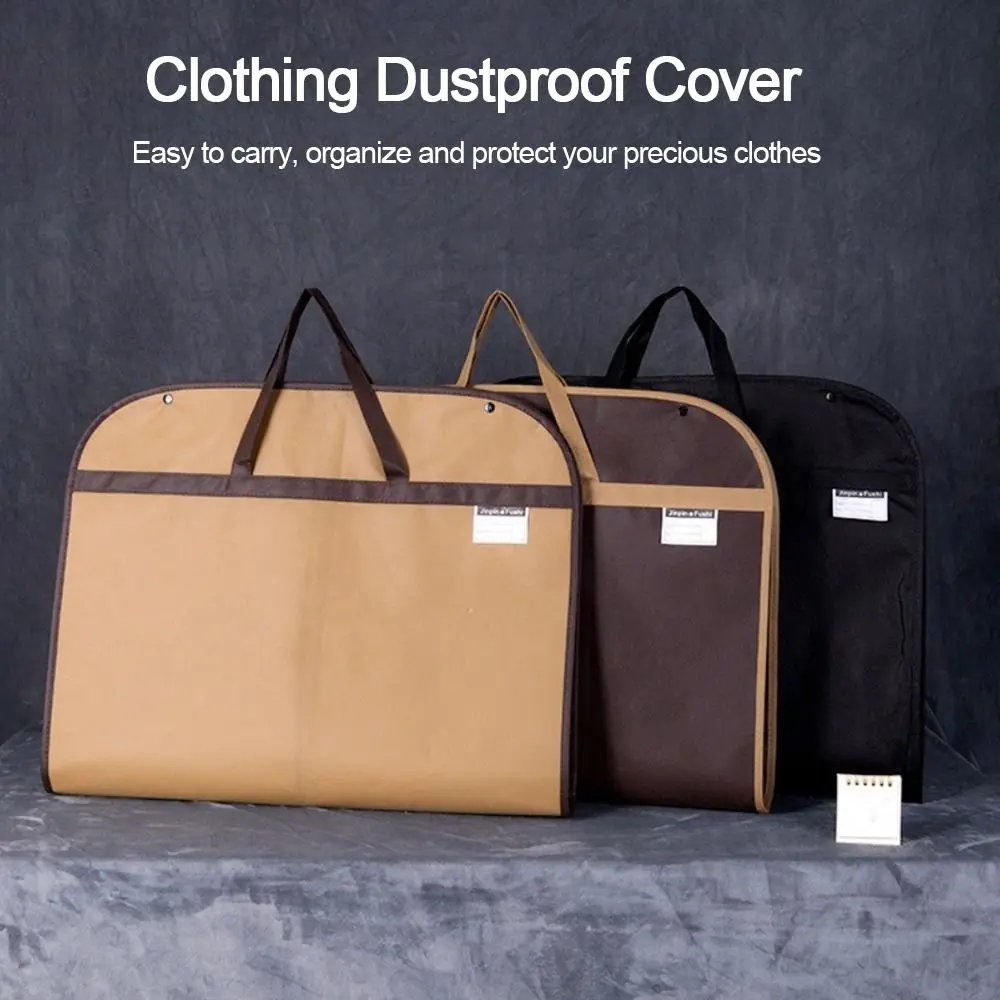 New High Quality Portable Durable Foldable Garment Bag Portable Non-woven Clothing Dustproof Cover Solid Color Clothes Storage